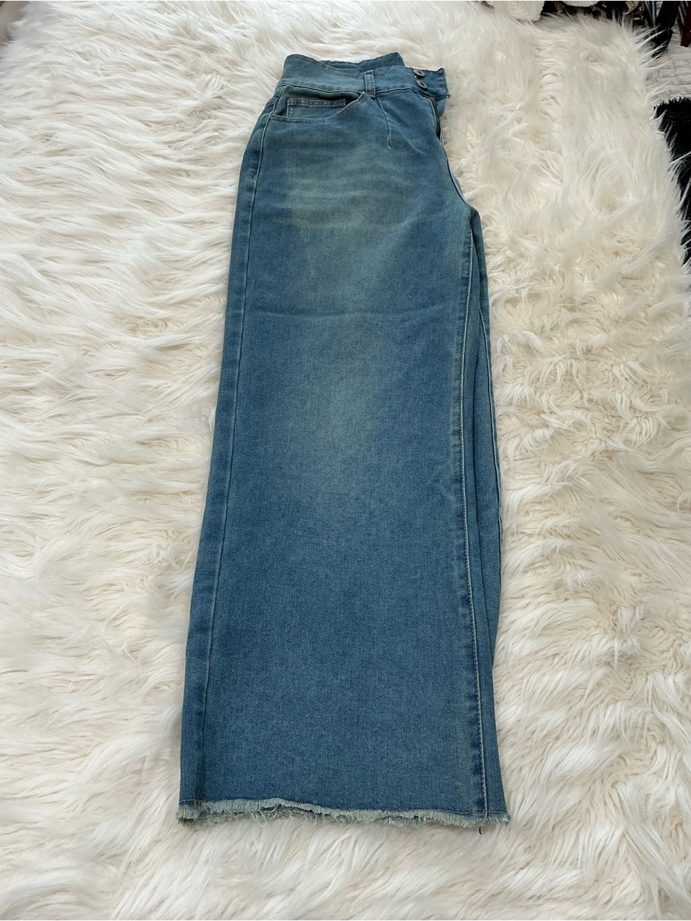 Wide-Leg Blue Women's Jeans - Casual Comfort - Picture 5 of 5